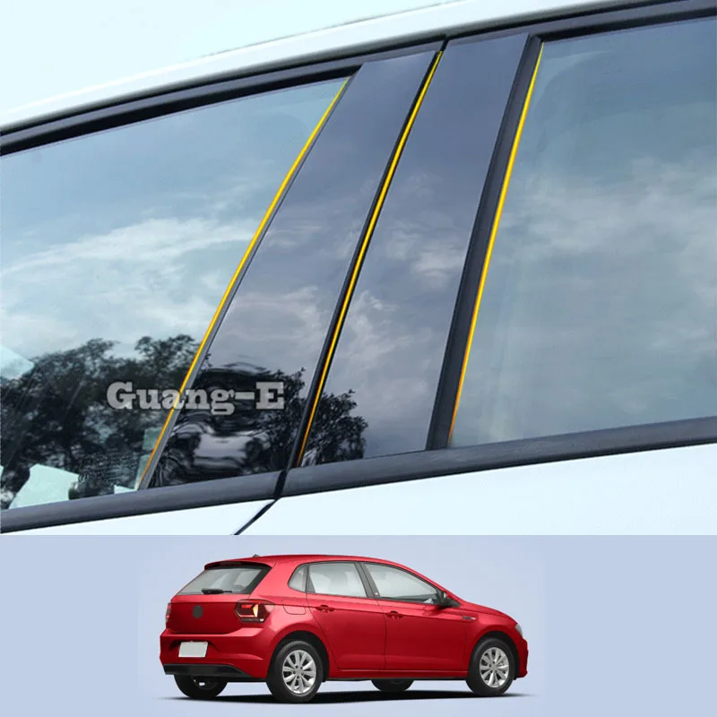 

For Volkswagen VW Polo Hatchback 2019-2022 Car PC Material Pillar Post Cover Door Trim Window Piano Black Molding Sticker