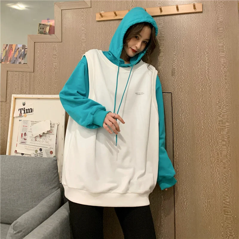 

Женский свободный свитер с капюшоном в Корейском стиле на весну и осень