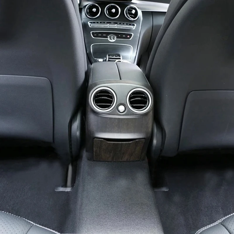 

Oak Wood Car Rear Air Conditioning Vent Cover Armrest Box Kick Guard for Mercedes Benz C Class W205 2015-2018