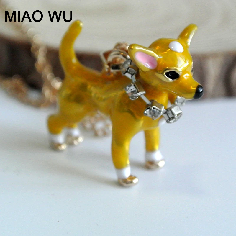 MIAO WU Желтая Собака Щенок Милая подвеска с фигуркой животного Кристалл Женская