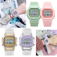 fashion transparent digital wristwatch ladies watch date sports multi function led electronic watch waterproof for womens kids