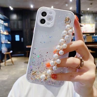 luxury bling glitter bracelet silicone phone case for iphone 13 12 11 pro xs max se xr x 8 7 plus ultra thin cute lanyard cover