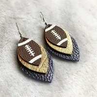 zwpon handcrafted 3d football leather spirit earrings glitter 3 layer faux leather earrings christmas earrings gifts wholesale