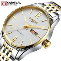 carnival brand fashion business watch man luxury gold mechanical wristwatch automatic calendar waterproof 2021 relogio masculino