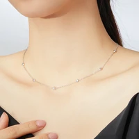 bamoer cz link chain necklace female choker necklace luxury jewelry short metal necklaces 925 sterling silver jewelry scn393