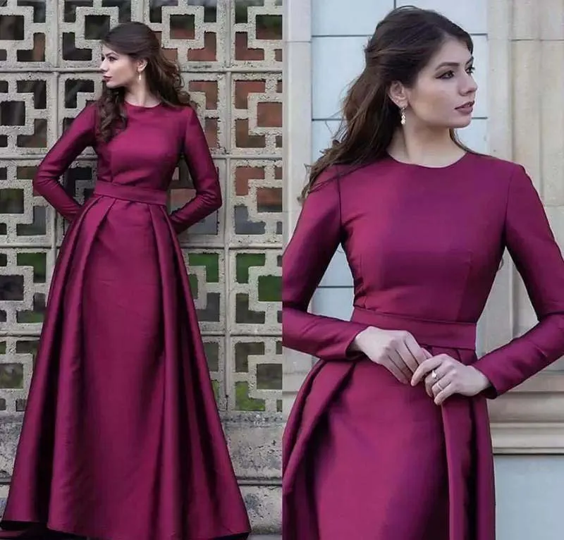 

2019 Grape Mother of the Bride Dresses A Line Long Sleeves Groom Formal Godmother Evening Wedding Party Guests Gown Plus Size