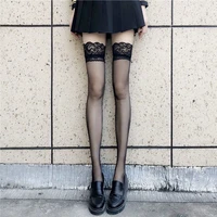 ladies summer lolita lace over the knee black silk solid color socks women thin