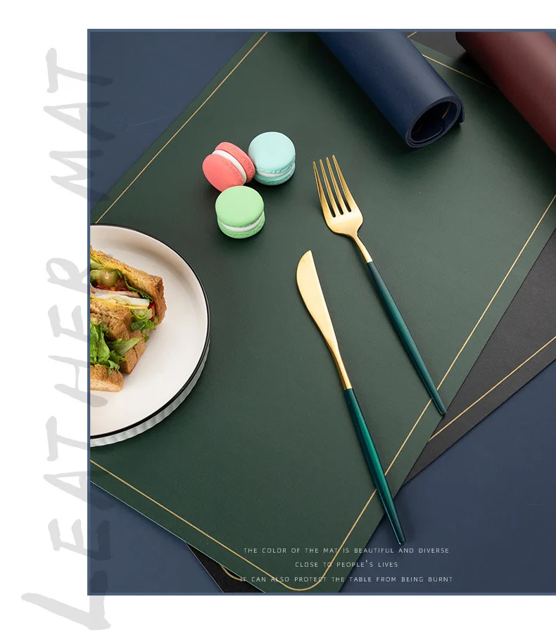 

Table mat table mat leather waterproof thermal insulation non-slip placemat Washable dish mat oil-proof Anti-fouling cloth