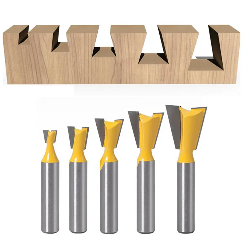 

Набор фрез «Ласточкин хвостовик», комплект из 5 насадок 14 градусов для гравировки по дереву