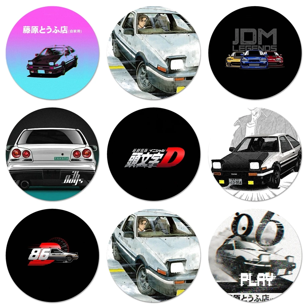 INITIAL D AE86 model Icons Pins Badge Decoration Brooches Metal Badges For Backpack Decoration 58mm