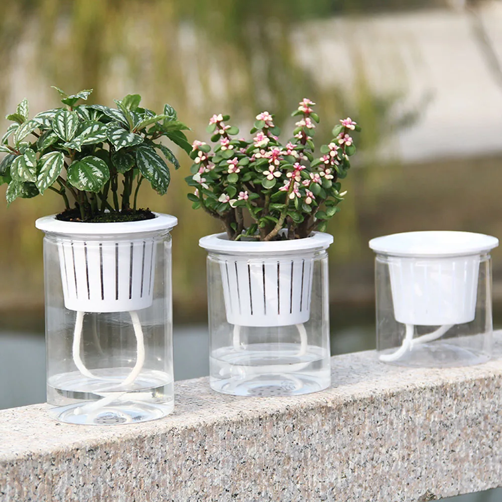 

Flower Pot Transparent Self-Watering Plant Pot Creative Lazy Automatic Water Absorption Garden Pots Planters Decor
