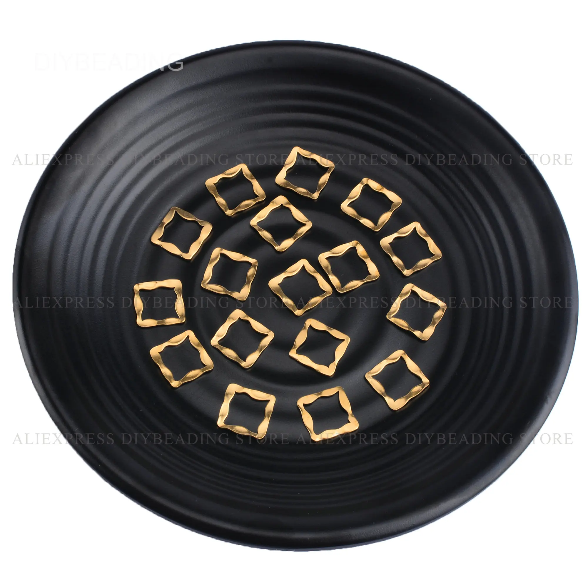 

10-1000 Pcs Brass Square Link Connector Finding Lots Wholesale Hammer Wavy Charm Geometric Connectors Earring Component
