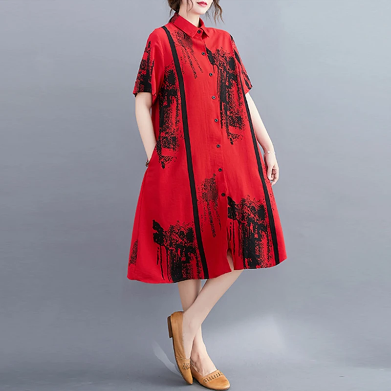 Женская длинная рубашка Max LuLu льняная блузка большого размера с принтом в