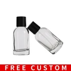 Прозрачные стеклянные флаконы для духов с логотипом на заказ, оптом, 50 мл, распылитель тумана, насос для упаковки косметических духов
