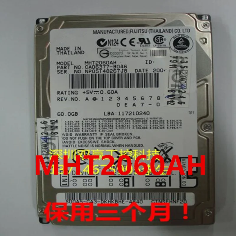 90%   HDD  Fujitsu 60GB 2, 5  2MB IDE 5400RPM   HDD  MHT2060AH