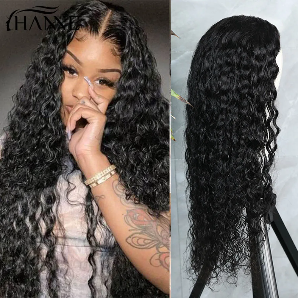 Deep Wave Closure Wig Human Hair Lace Frontal Wigs 4x4Lace Front Women Wig PrePlucked Bleached Knots Wigs Water Wet And Wavy Wig