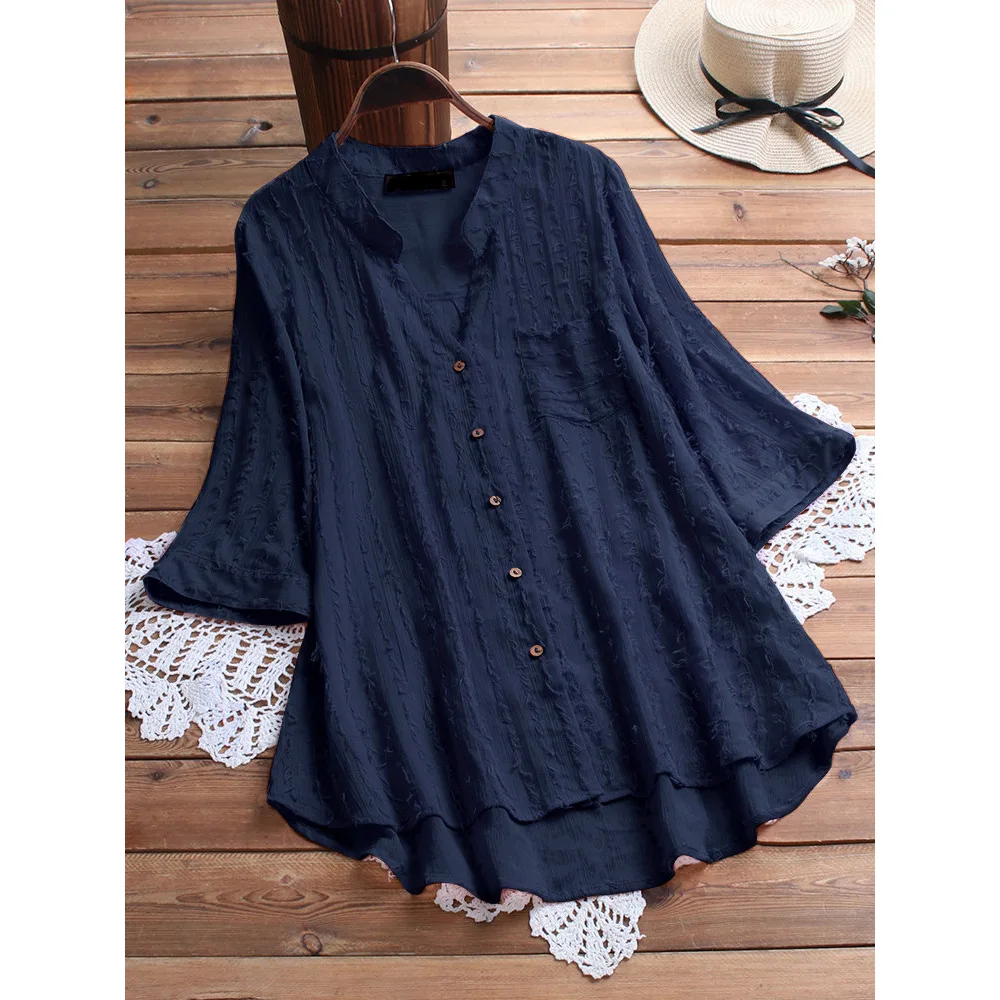 4Xl 5Xl Женская блузка хлопковые рубашки женские повседневные с коротким рукавом в