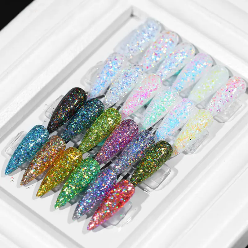 12 pcs/Japanese nail art laser glitter sequins set color light turn onion powder jewelry mermaid magic sequin | Красота и здоровье