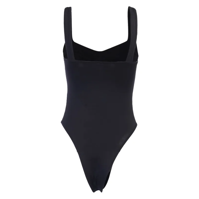 Женский летний облегающий боди на подтяжках сексуальный однотонный комбинезон с