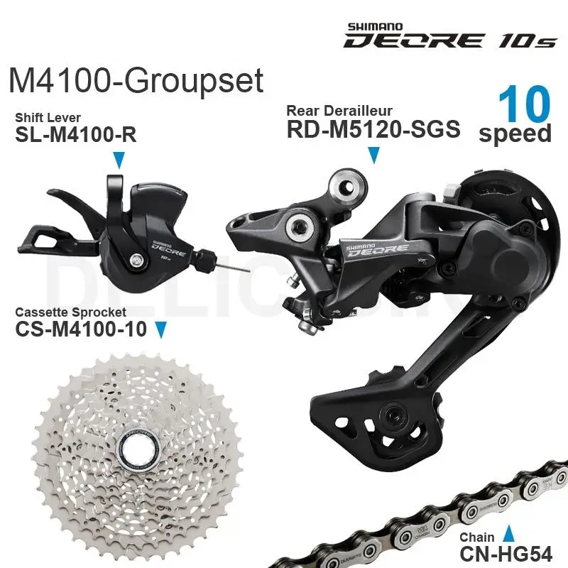 Фото Переключатель передач SHIMANO DEORE M4100 10 в, цепь переключателя передач M4100 и задний переключатель передач M4120 / M5120 HG54, 10 скоростей №5