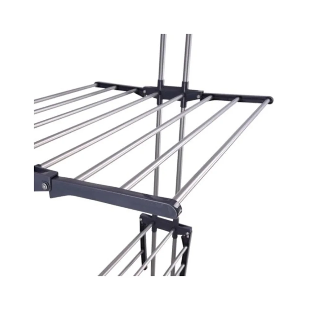 

Folding Drying Dryer Rack Hangers 3 Tiers Clothes Laundry with Wheels Cloth Shoes Hanger (Blue)