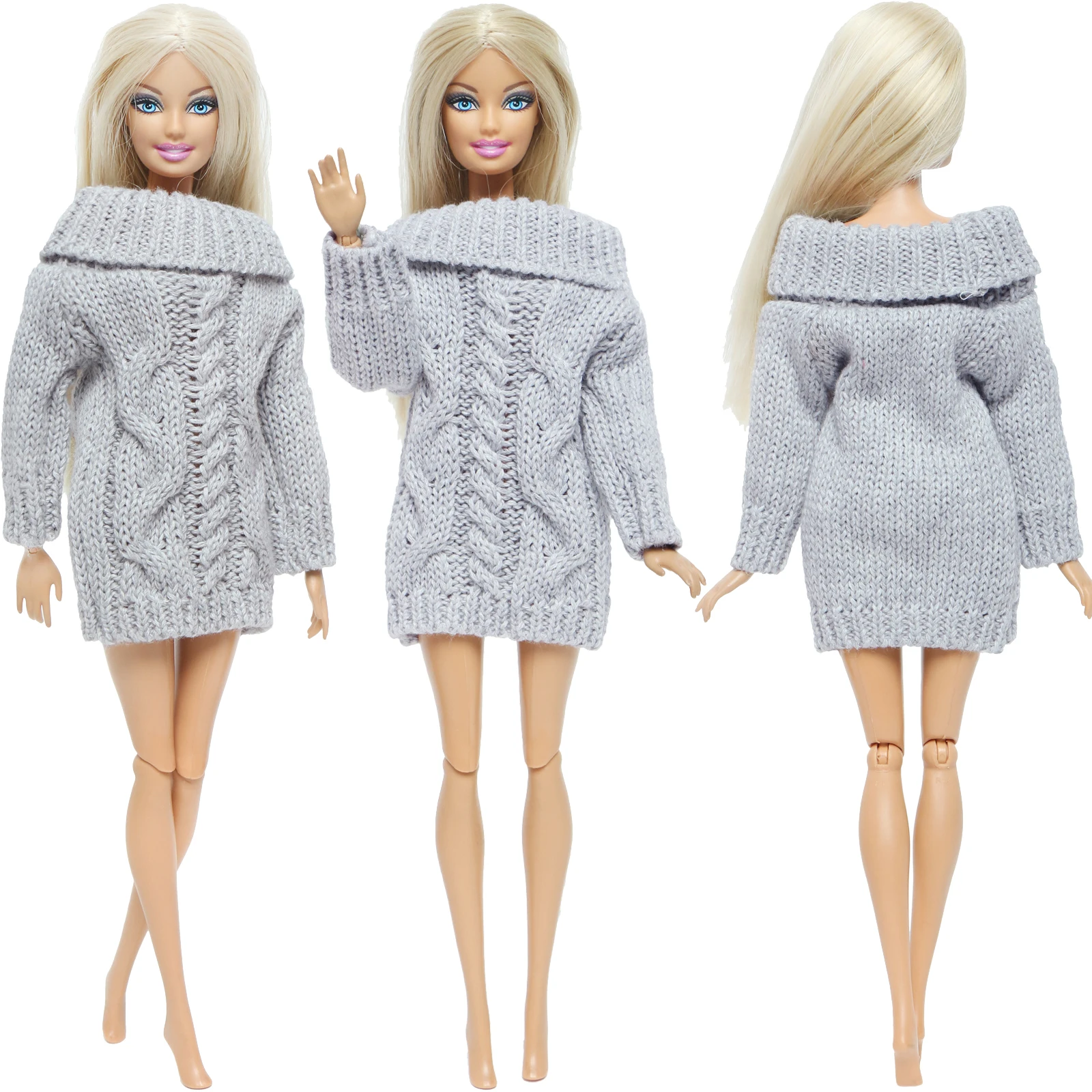 1 шт. высокое качество серый мини вязаный мягкий теплый свитер платье