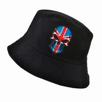 k pop harajuku men women british flag printing bucket hats skull panama fisherman hat outdoor safari hunting fishing cap