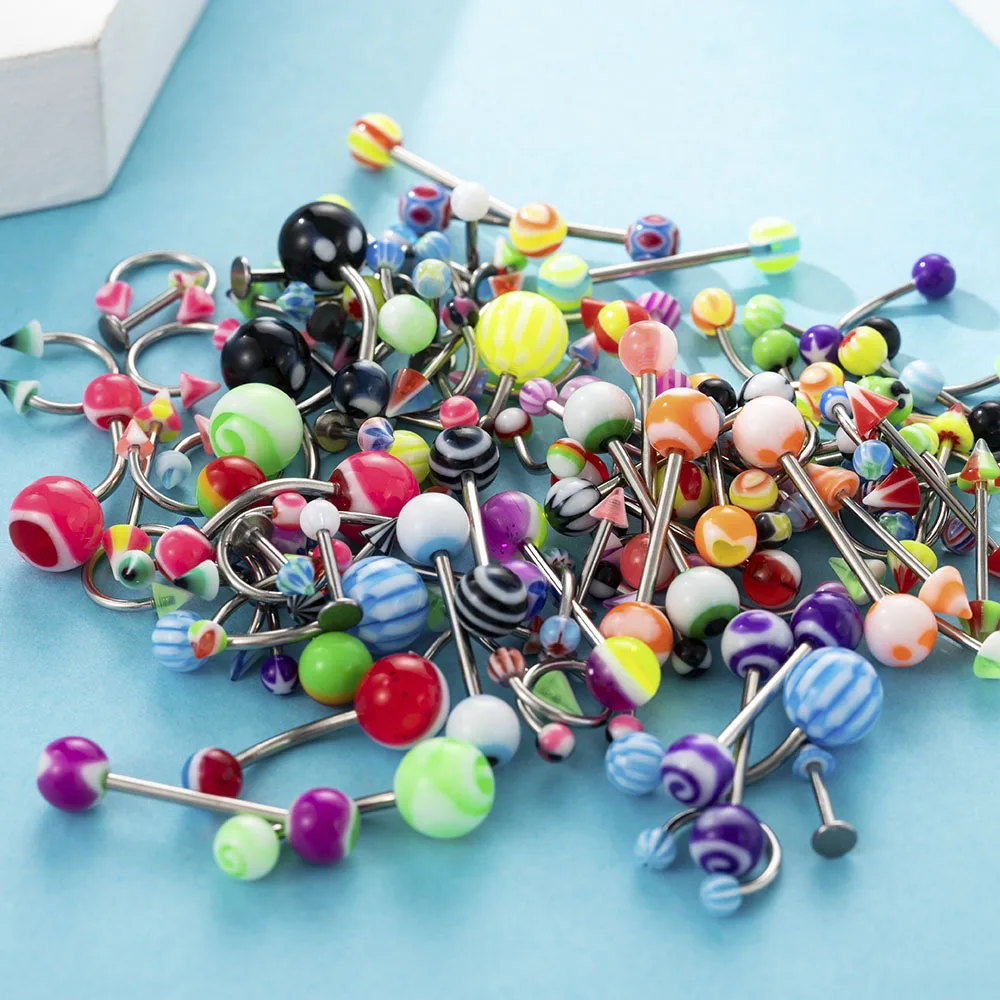

105 Pcs /set Colorful Stainless Steel Women Summer Body Piercing Jewelry Bar Lip Nose Rings Navel Nail Belly Button Piercing