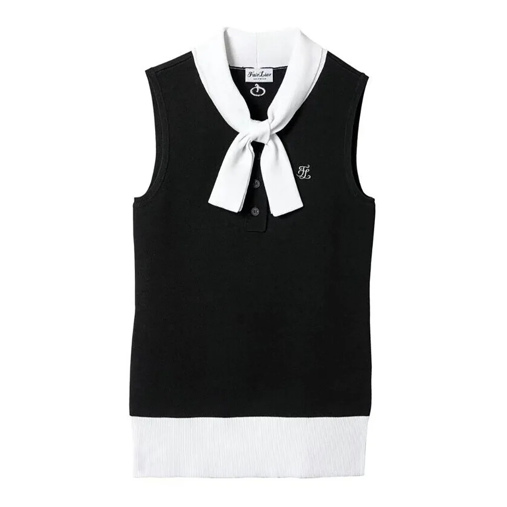 

FL Fashion Women Sleeveless Shirt Bowknot Slim Top One Size Fits All Stretch Golf Short Sleeves