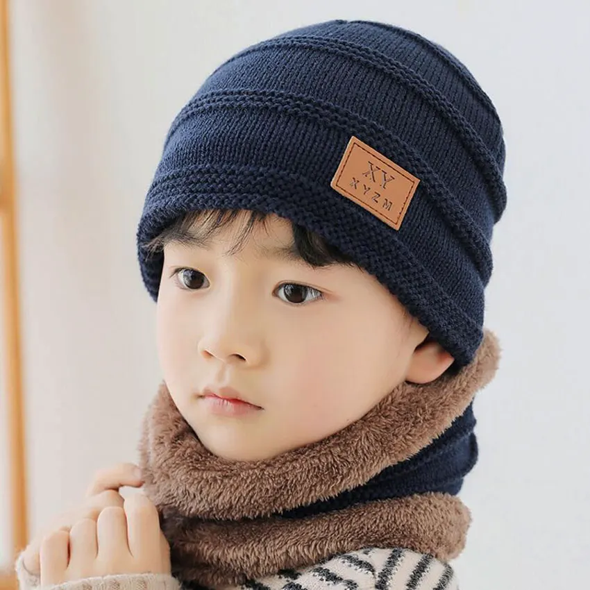 Детская зимняя шапка шарф набор для детей женские шарфы и вязаные шапочки с