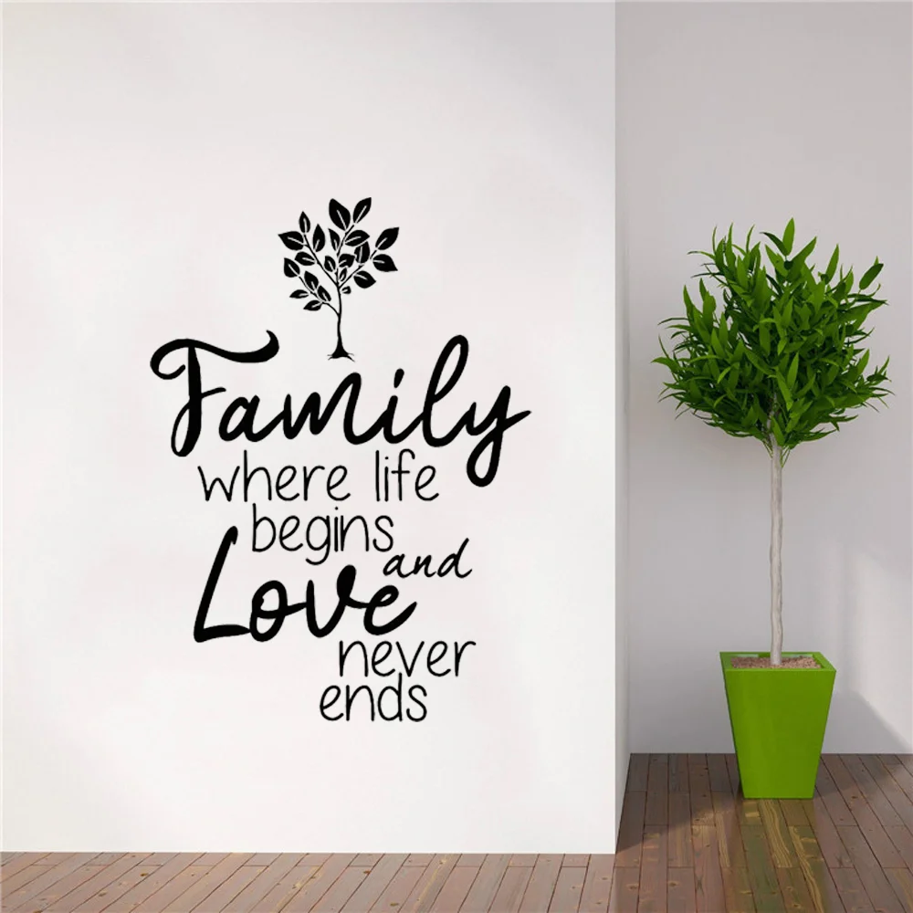 Виниловые наклейки для всей семьи Наклейки стен где начинается жизнь и любовь