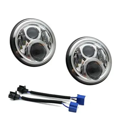BLACK 50w b 2X7 дюймов круглый светодиодный фары проекционный комплект фар для Jeep Wrangler JK TJ LJ lada niva 4x4 suzuki samurai Hummer H1 H2 - Цвет: BLACK 50w b
