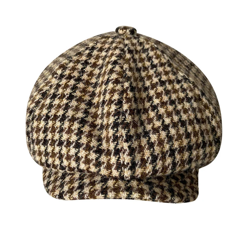 Casquette octogonale à chevrons pour homme et femme, chapeau plat 100% laine, de haute qualité, nouvelle collection hiver, BLM348