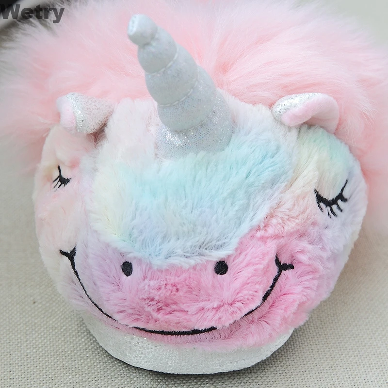 2020 плюшевые тапочки с единорогом нескользящие домашние для взрослых женщин и