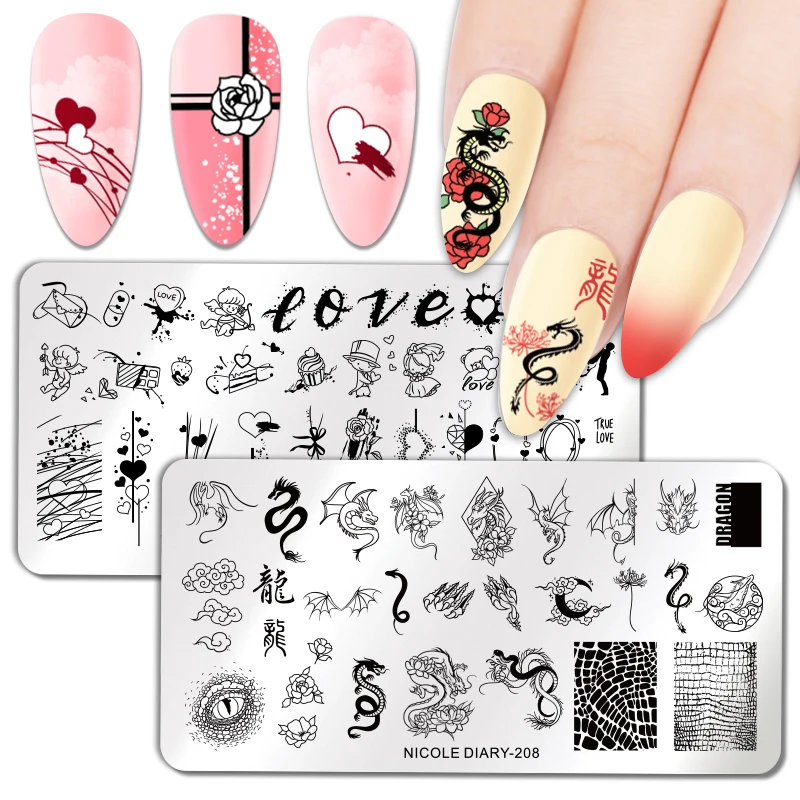 Николь дневник ко Дню Святого Валентина для ногтей Stamp Plate прямоугольный нейл