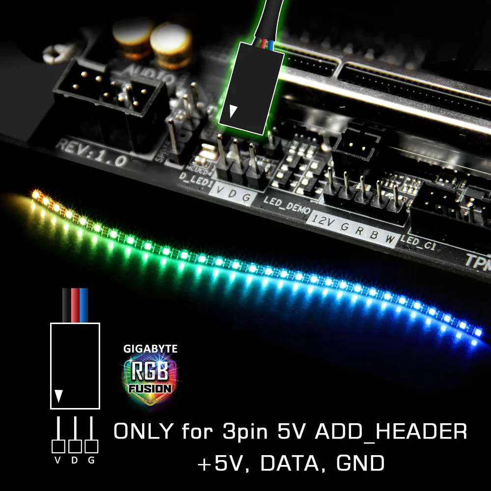 Адресуемая Светодиодная лента WS2812b для ПК, для ASUS Aura SYNC, MSI Mystic светильник SYNC, GIGABYTE RGB Fusion 5V 3 Pin Header материнская плата 3Pin