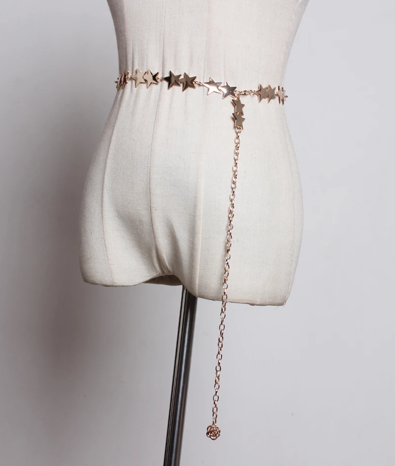 Ремень с пряжкой звездами Женский длинный металлический пояс пряжка со модные