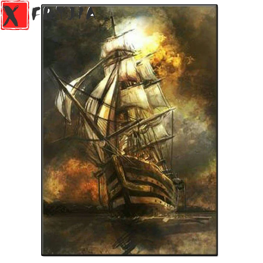 

Алмазов картина пиратский комплект корабля Алмазная вышивка камни в форме ромба Набор для рисования с круглыми камнями и полотном бисером ...