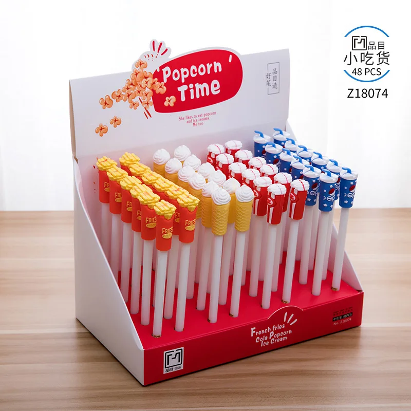 Эллен Брук 1 шт. Мультяшные кавайные гелевые ручки черного цвета для фаст фуда