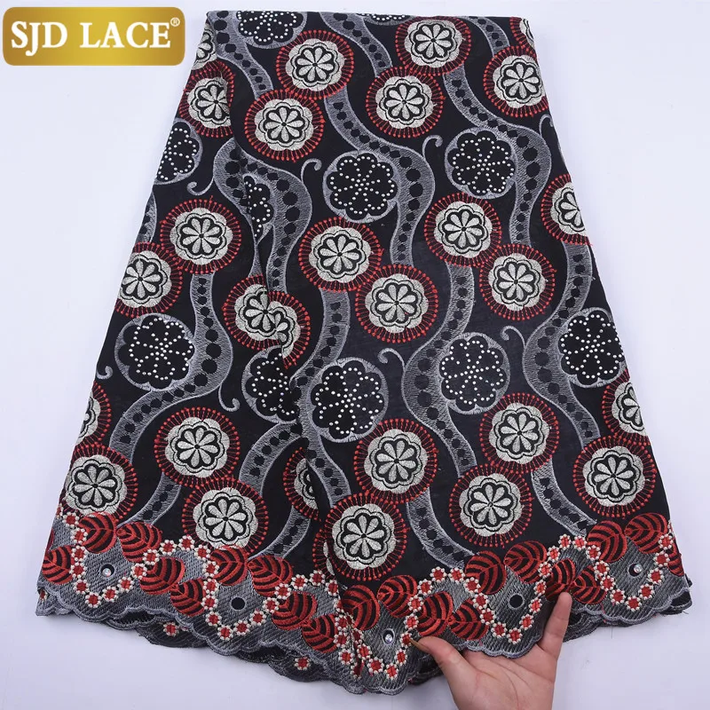 

SJD LACE 2020 New Arrival Black Swiss Voile Lace In Switzerland Embroiderey African Dry Lace Fabric For Nigerian Man Dress A2052