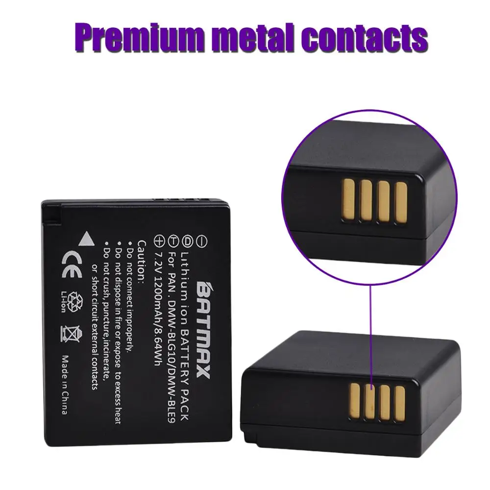 DMW-BLG10 аккумуляторов DMW BLG10 BLG10e BLE9 2 шт. + светодиодное встроенное зарядное