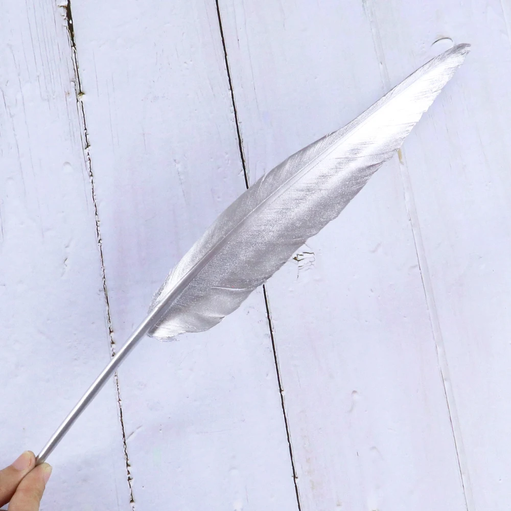 

10Pcs Spray Silver Goose Feathers 25-30CM High Quality Feather For Crafts DIY Wedding Jewelry Accessories Home Decoration Plumes