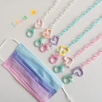 new candy macaron color acrylic chain heart shaped lanyard mask chain glasses chain anti lost mask rope for women girls