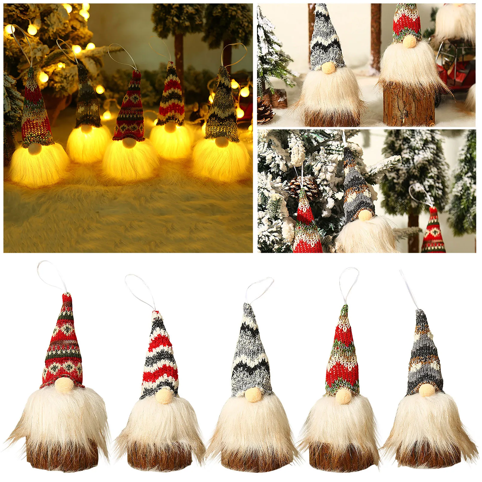 

Christmas decoration with lights Rudolph Doll White Beard Faceless Doll Christmas Tree Accessories Decoration Props Gifts#02