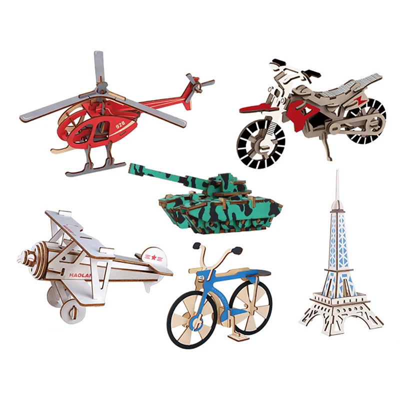 

Деревянный 3D-Пазл «сделай сам», игрушечный автомобиль, самолет, динозавр, набор моделей, развивающая головоломка, игрушка для детей, новое п...
