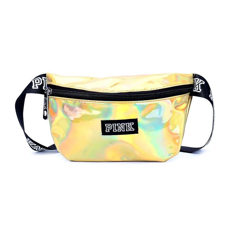 

Waterproof Laser Girl Heuptas PINK Waist Bag Mini Women Holographic Pink Fanny Pack Bum Beach Pockets Pouch Belt