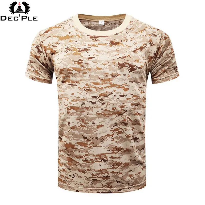 Для мужчин футболка военные камуфляж Повседневное тактический бой футболки с