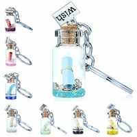 songda 2020 new conch resin water drift bottle keychain novel gift multicolor make a wish note charm key chain ring cute trinket