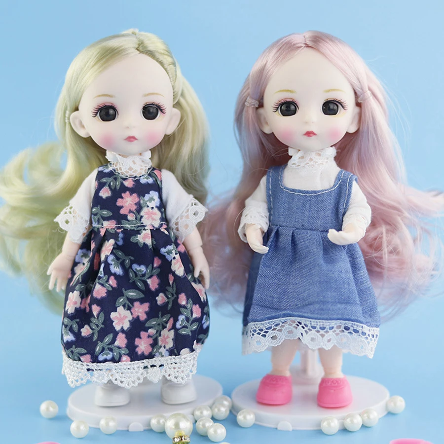 Новые 13 подвижных шарнирных 16 см 1/8 куклы мини BJD детские длинные парик волосы Nake