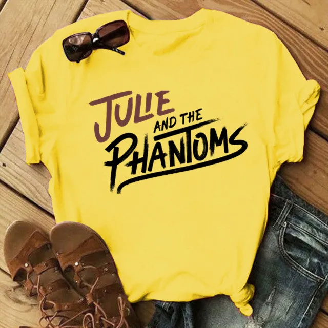 

Julie and The Phantoms T Shirt Women's Beautiful streetwear Girl T shirt Black And White Printed Portrait artwokr Baseball Tee